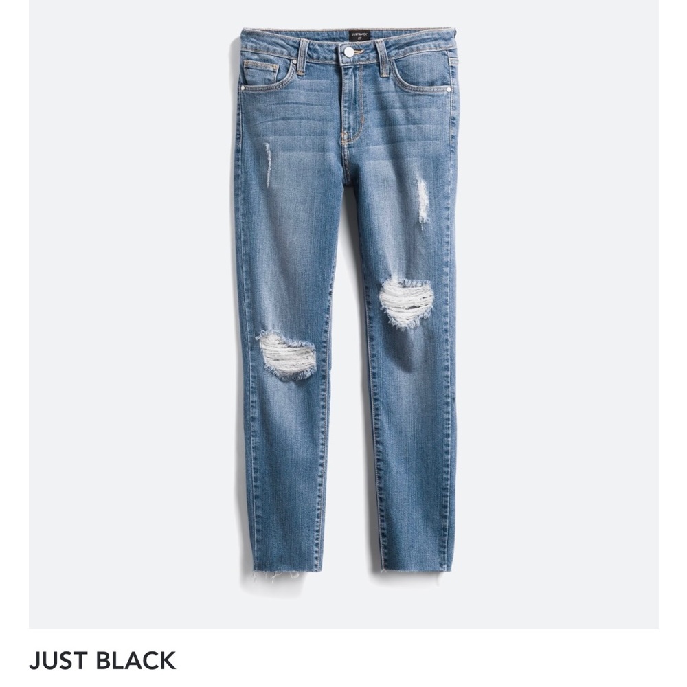 Just Black Medium Wash Destroyed Skinny Jeans • Size 28 • Stitch Fix •